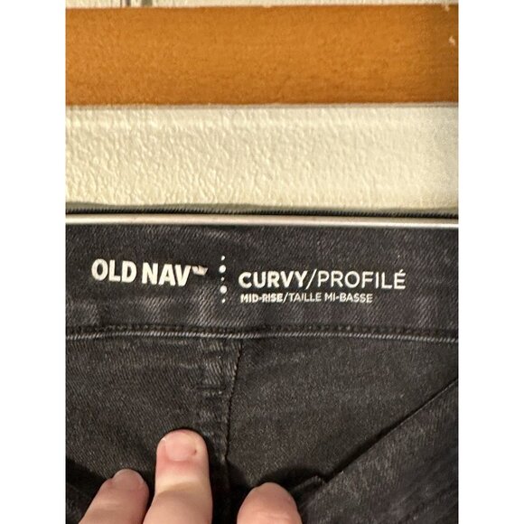 Old Navy‎ Women's 14 Black Curvy Profile Jeans Mid Rise Straight Leg Skinny - Picture 3 of 3